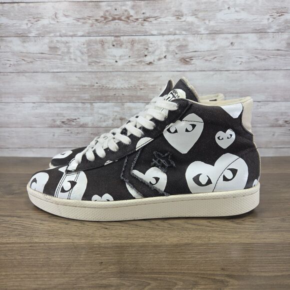 Converse x Comme des Garcons PLAY Pro Leather Black White sneakers Mens Size 9 - Picture 3 of 7
